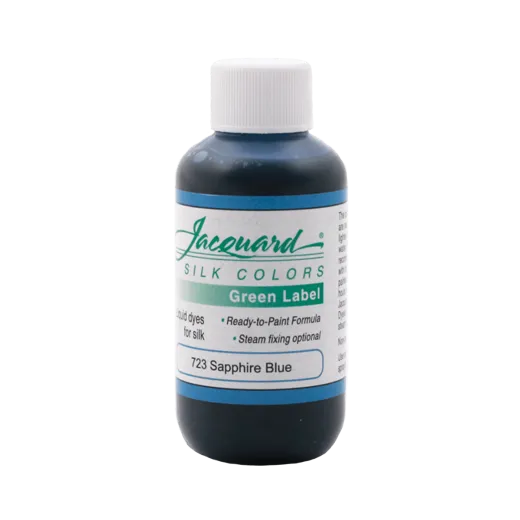 Niebieski barwnik do jedwabiu. Farba JACQUARD Green Label Silk Colors. Custom, malowanie jedwabnych poszetek, chust, szali, ubrań. Farby do odzieży.