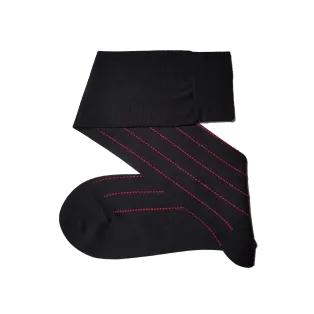 VICCEL / CELCHUK Knee Socks Pindot Stripe Black / Red - Luksusowe podkolanówki