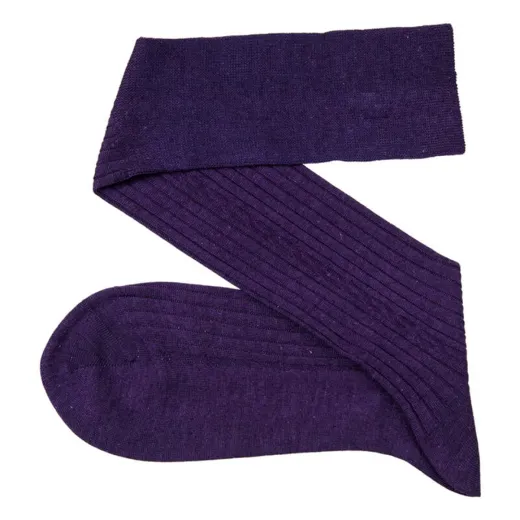 VICCEL / CELCHUK Knee Socks Cable Knitted Purple Wool Silk - Luksusowe podkolanówki