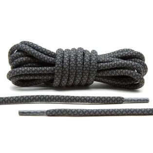 LACE LAB Rope Laces 5mm Gray & Black / Szaro czarne okrągłe sznurowadła do butów