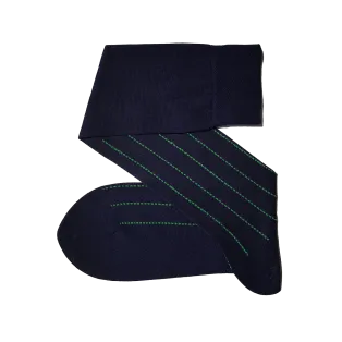 VICCEL / CELCHUK Knee Socks Pindot Stripe Navy Blue / Pistacio Green - Luksusowe podkolanówki