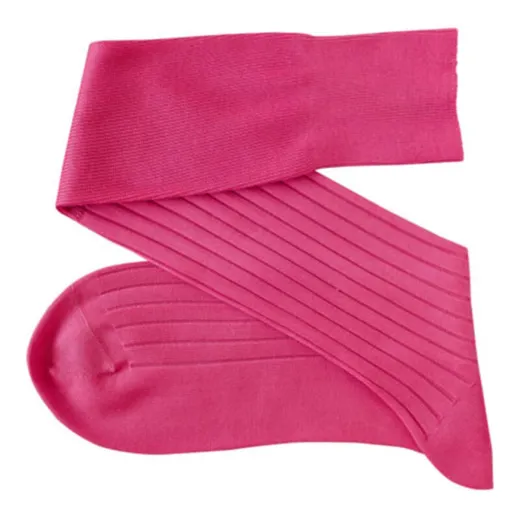 VICCEL / CELCHUK Knee Socks Solid Pink Cotton - Luksusowe podkolanówki