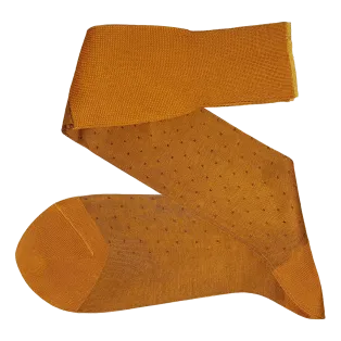 VICCEL / CELCHUK Knee Socks Pin Dots Dark Mustard / Brown
