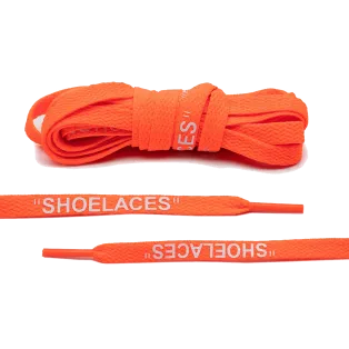 LACE LAB OFF-WHITE Laces 8mm Neon Orange & White / Pomarańczowe sznurowadła z białym napisem SHOELACES