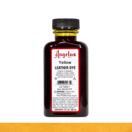 Żółta farba do skór na bazie alkoholu angelus leather dye 3oz yellow