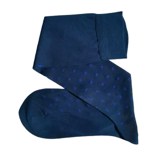 VICCEL / CELCHUK Knee Socks Flower Dots Navy Blue - Luksusowe podkolanówki