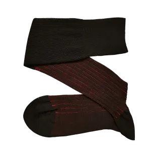 VICCEL / CELCHUK Knee Socks Shadow Stripe Black / Red - Luksusowe podkolanówki