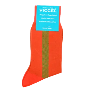 VICCEL / CELCHUK Socks Geometric Orange / Pistachio - Luksusowe skarpety
