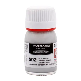 TARRAGO SNEAKERS Paint Metallic Colors 25ml #502 ANTIQUE SILVER / Srebrne metaliczne farby akrylowe do customizacji butów i ubrań