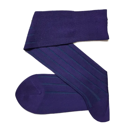 fioletowe ekskluzywne podkolanówki bawełniane męskie viccel knee socks shadow stripe purple petrolium