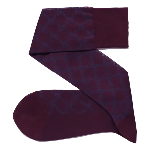 Skarpety, skarpetki, podkolanówki tartan do garnituru - burgund, niebieski, idealne na prezent Skarpety, skarpetki, podkolanówki tartan do garnituru - burgund, niebieski, idealne na prezent