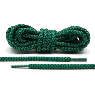 LACE LAB Rope Laces 5mm Green - Black / Zielono czarne okrągłe sznurówki do butów