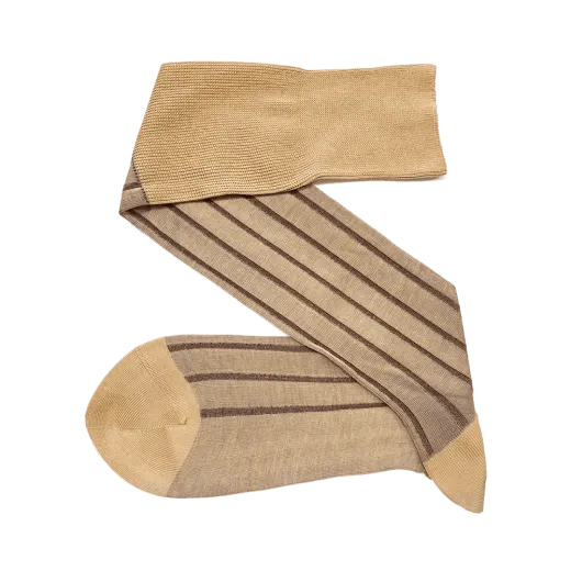 beżowe ekskluzywne podkolanówki bawełniane męskie viccel knee socks shadow stripe beige brown