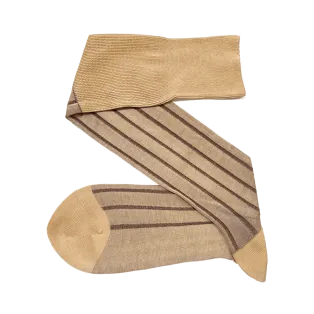 VICCEL / CELCHUK Knee Socks Shadow Stripe Beige / Brown - Cienkie podkolanówki męskie