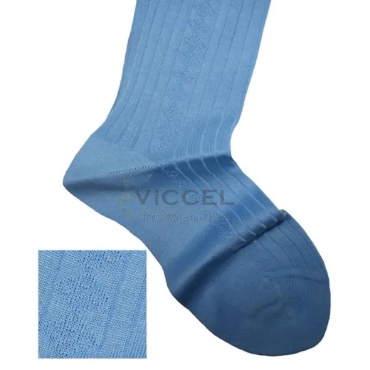 VICCEL / CELCHUK Knee Socks Diamond Textured Sky Blue - Luksusowe podkolanówki