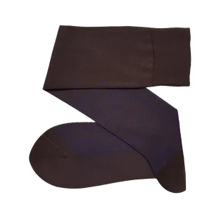 VICCEL / CELCHUK Knee Socks Square Dots Brown / Royal Blue - Luksusowe podkolanówki