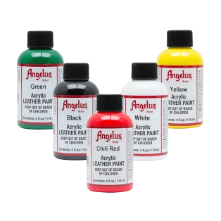 ANGELUS Set 5 Acrylic Leather Paint Standard 6x 4oz / Zestaw farb akrylowych do customizacji i rękodzieła