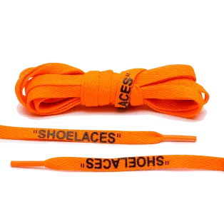 LACE LAB OFF-WHITE Laces 8mm Neon Orange & Black / Pomarańczowe sznurowadła z czarnym napisem SHOELACES