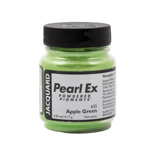 JACQUARD Pearl EX Powdered Metallic Pigments 0.5oz #635 APPLE GREEN / Zielone metaliczne i perłowe pigmenty w proszku do rękodzieła
