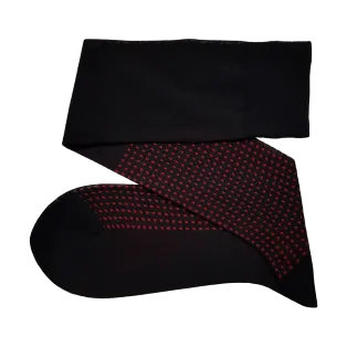 VICCEL / CELCHUK Knee Socks Square Dots Black / Red - Luksusowe podkolanówki