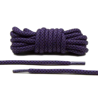LACE LAB Rope Laces 5mm Purple - Black / Purpurowo czarne okrągłe sznurowadła do butów 
