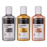 Metaliczne farby akrylowe do customizacji sneakersów, odzieży i akcesoriów.