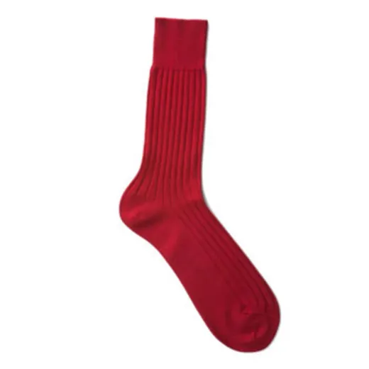 VICCEL Socks Solid Claret Red Cotton
