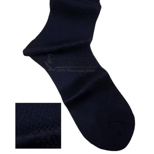 VICCEL / CELCHUK Socks Textured Navy Blue Brick - Luksusowe skarpetki