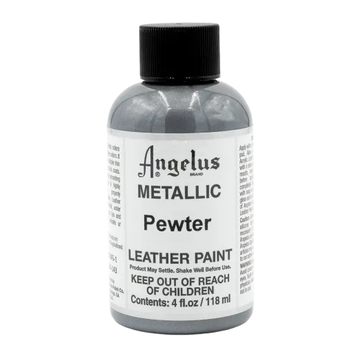 ANGELUS Acrylic Leather Paint Metallic 4oz #143 PEWTER / CYNOWA metaliczna farba akrylowa do malowania Sneakersów i Jeansu