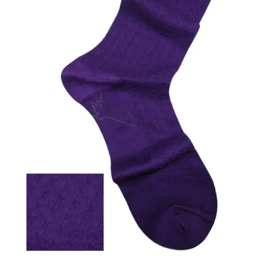 VICCEL / CELCHUK Knee Socks Star Textured Purple - Luksusowe podkolanówki