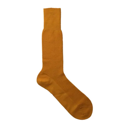 VICCEL / CELCHUK Socks Mustard Pique Wool Silk - Luksusowe skarpety
