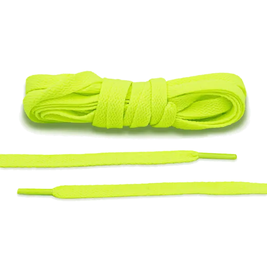 płaskie neonowe limonkowe, zielone sznurowadła Lace Lab. Sznurówki do customizacji sneakersów Jordan, Nike, Air Jordan 1, Retro High, Obsidain