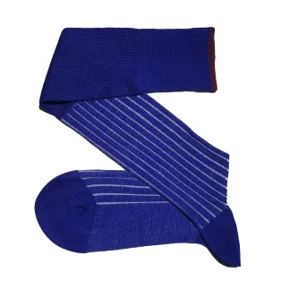 VICCEL / CELCHUK Knee Socks Shadow Stripe Royal Blue / White - Luksusowe podkolanówki