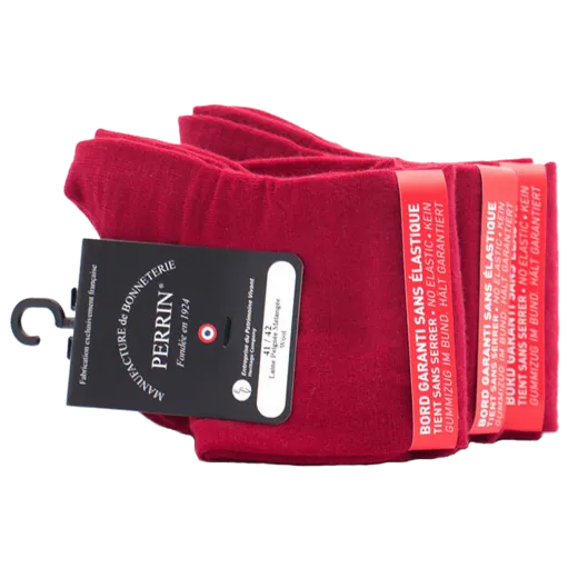 PERRIN Men No Elastic Socks 456 Rouge / Bezuciskowe skarpety luksusowe