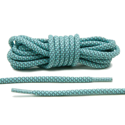 Odblaskowe okrągłe sznurowadła miętowe,  stworzone  do popularnych modeli Yeezy boots
czy innych modeli Adidasa.