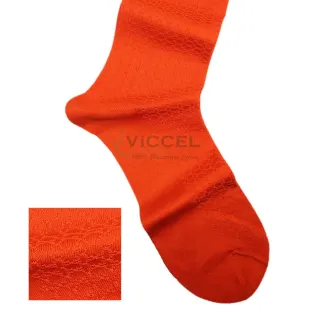 VICCEL / CELCHUK Knee Socks Star Textured Orange - Luksusowe podkolanówki