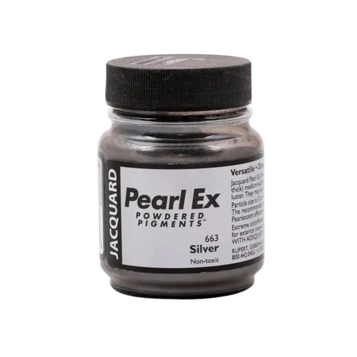 JACQUARD Pearl EX Powdered Metallic Pigments 0.75oz #663 SILVER / Srebrne metaliczne i perłowe pigmenty w proszku do rękodzieła