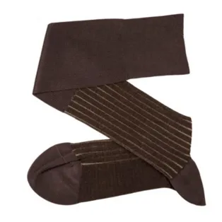 VICCEL / CELCHUK Knee Socks Shadow Stripe Brown / Beige - Luksusowe podkolanówki