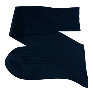VICCEL / CELCHUK Knee Socks Elastane Cotton Navy Blue - Luksusowe podkolanówki