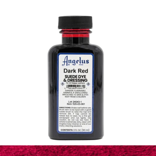 Ciemnoczerwony barwnik do zamszu i nubuku, którym nie tylko odnowisz kolor swoich butów, ale i zmienisz ich odcień z jasnego na ciemniejszy