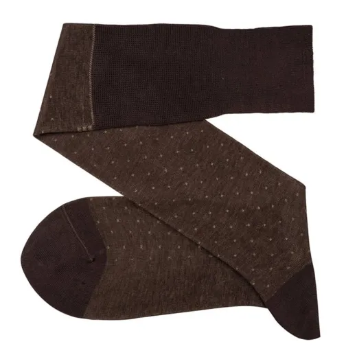 VICCEL / CELCHUK Knee Socks Pin Dots Brown / Beige - Luksusowe podkolanówki