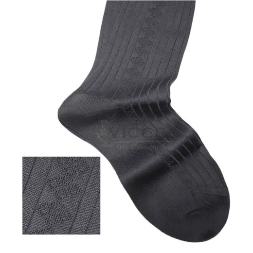 VICCEL / CELCHUK Knee Socks Diamond Textured Charcaol - Luksusowe podkolanówki VICCEL / CELCHUK Knee Socks Diamond Textured Charcaol - Luksusowe podkolanówki