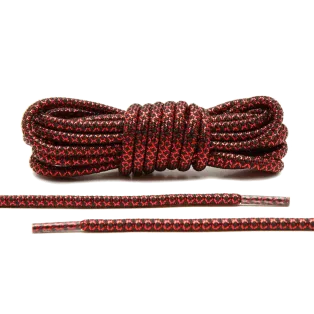 LACE LAB Rope Laces 5mm Metallic Red & Black - Czerwono czarne okrągłe sznurowadła do Kicksów