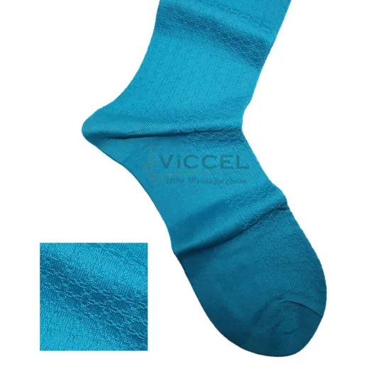 VICCEL Knee Socks Star Textured Turquoise 