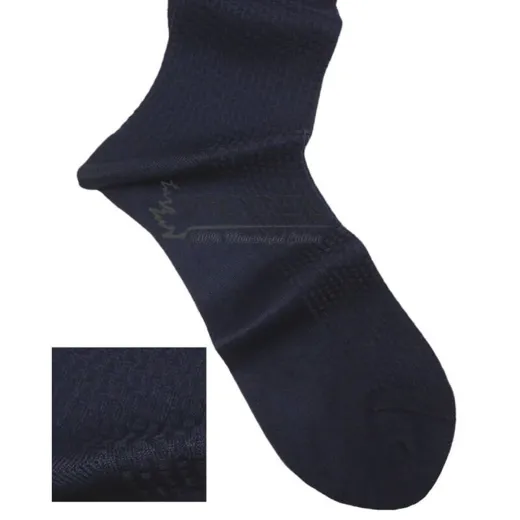 VICCEL / CELCHUK Knee Socks Textured Navy Blue Brick - Luksusowe podkolanówki