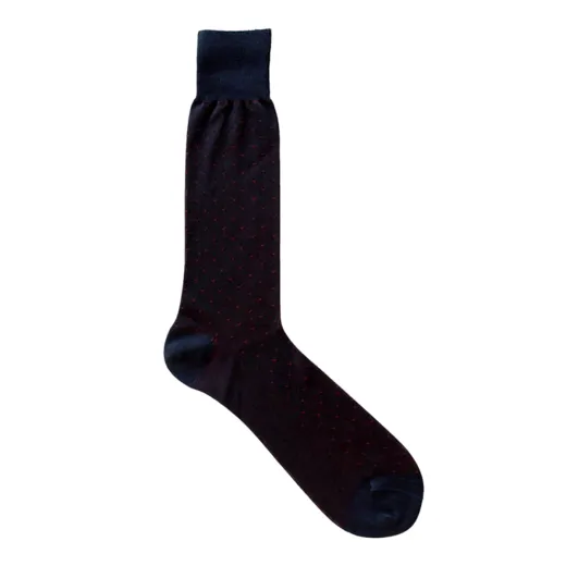 VICCEL / CELCHUK Socks Pindot Navy Blue / Red - Luksusowe skarpetki