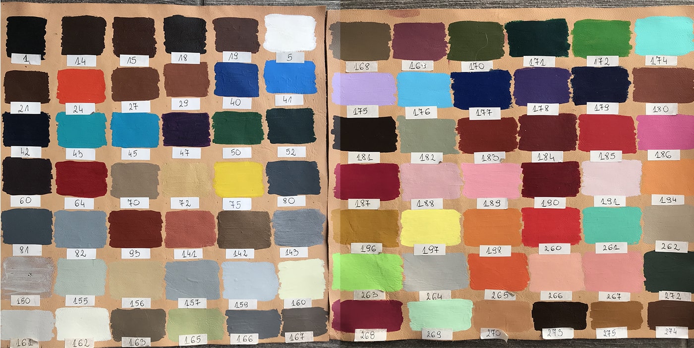 Próbnik kolorów farb Angelus Acrylic Paint (2 warstwy farby na naturalnym kolorze skóry)