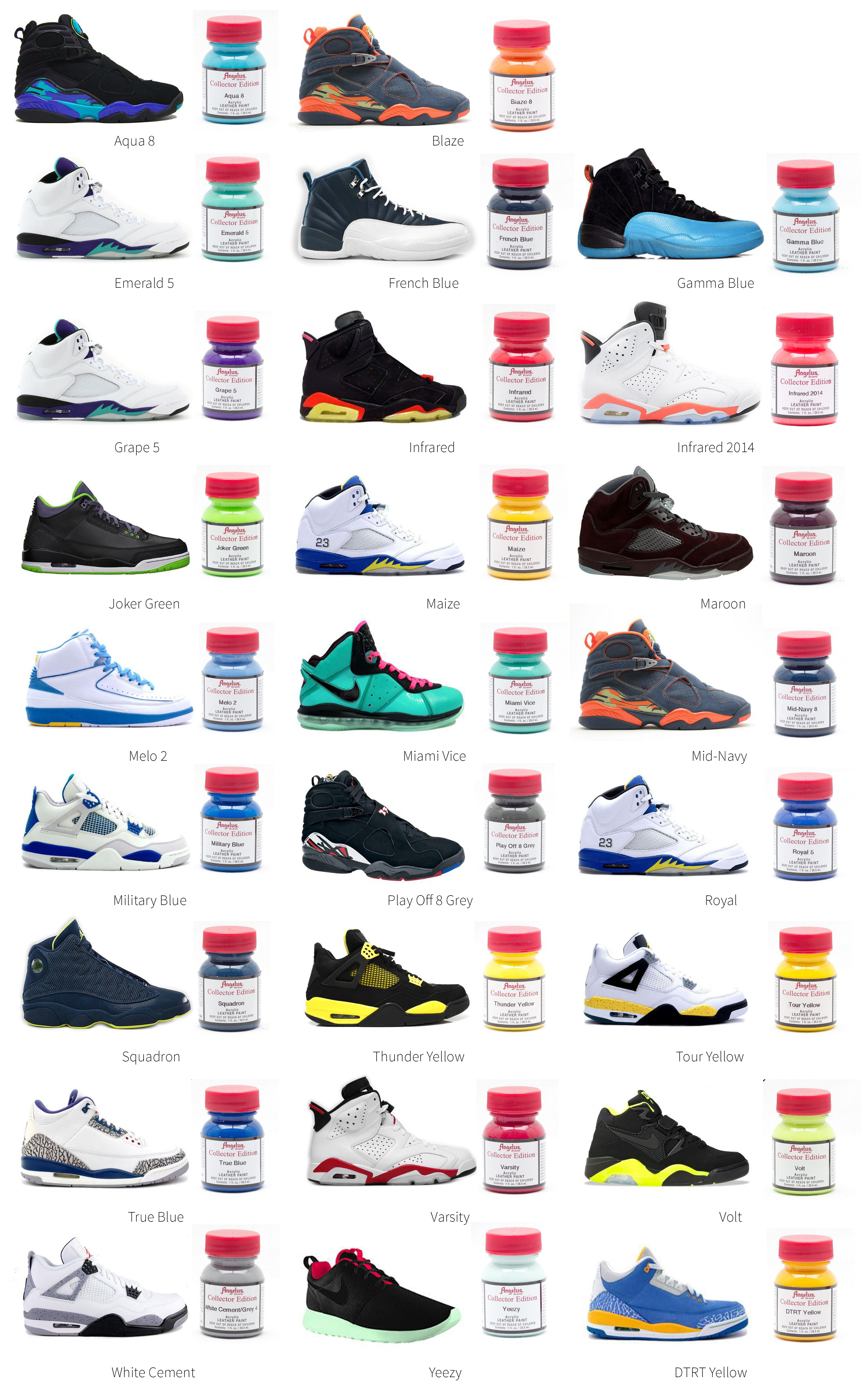 Farby do customizacji i renowacji sneakersów w kolekcjonerskich kolorach Nike Air Jordan - Angelus Collector Edition Paint