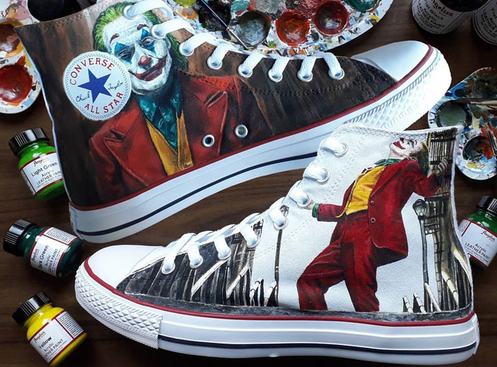 Farby akrylowe do tkanin i skór Angelus Acrylic Paint. Custom Converse Joker.