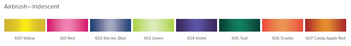 Farby opalizujące do malowania aerografem - karta kolorów akryli do rękodzieła, customizacji, personalizacji ubrań, butów, ozdób.